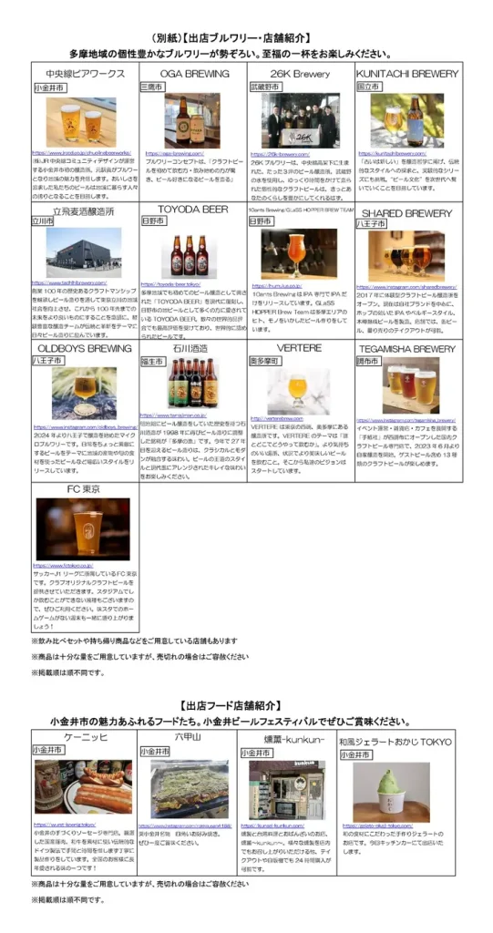 【小金井ビールフェスティバル2025】9/5(金)〜7(日)初開催!多摩のクラフトビール13社×小金井グルメが武蔵小金井に集結